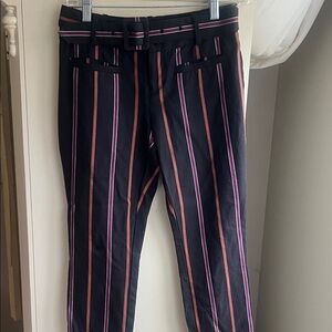 Anthropologie Striped Black Women’s Cropped Pants with Belt